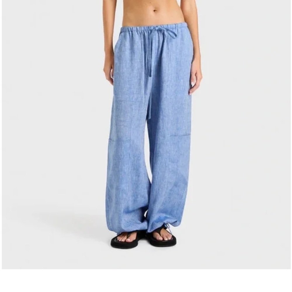 Bonding Born Leiden Cargo Pant – Blue Denim | 100% Organic Linen